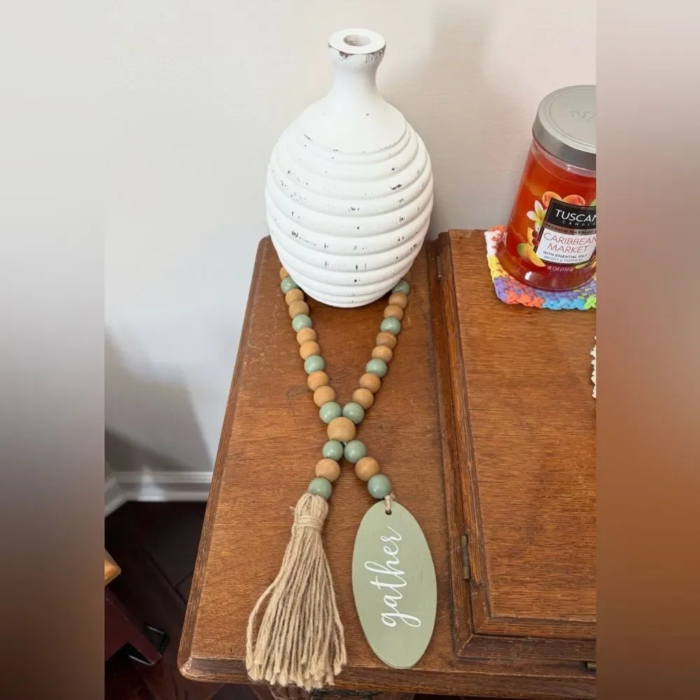 Farmhouse Beaded Loop Garland for Tiered Tray Decor, Farmhouse & Country Decor